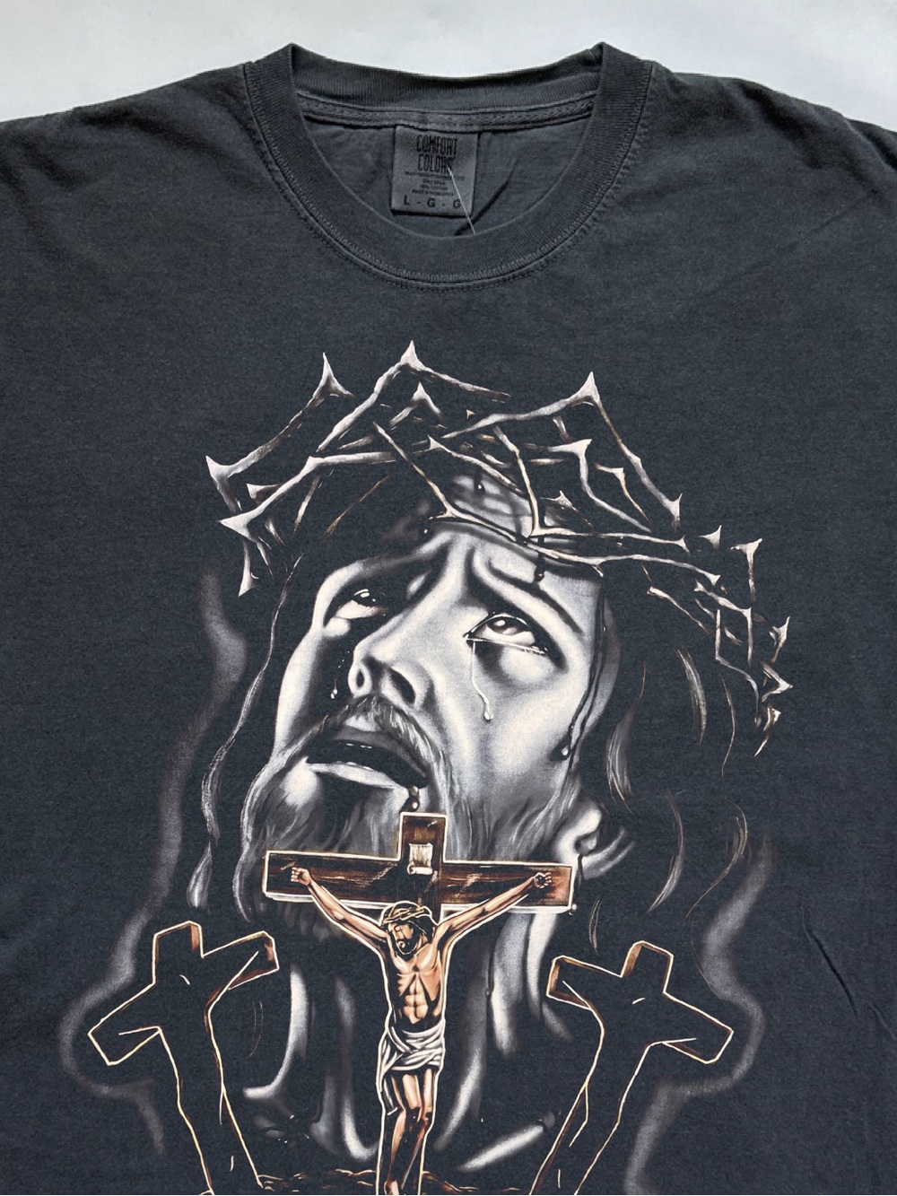 Modern Vintage jesus savior religious graphic tee cross prayer card tshirt